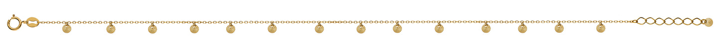 Fusskette (Gelbgold 750) mit 15 Goldplättli
