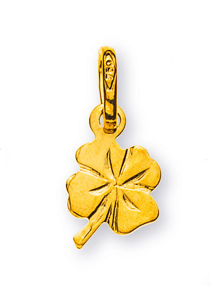 Anhänger Kleeblatt flach klein poliert (Gelbgold 750)