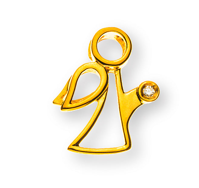 Engel Anhänger (Gelbgold 750) mit Diamant (H SI 0.0075 ct.)