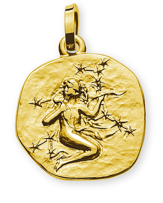 Sternzeichen Jungfrau mit Sternbild (Gelbgold 750)