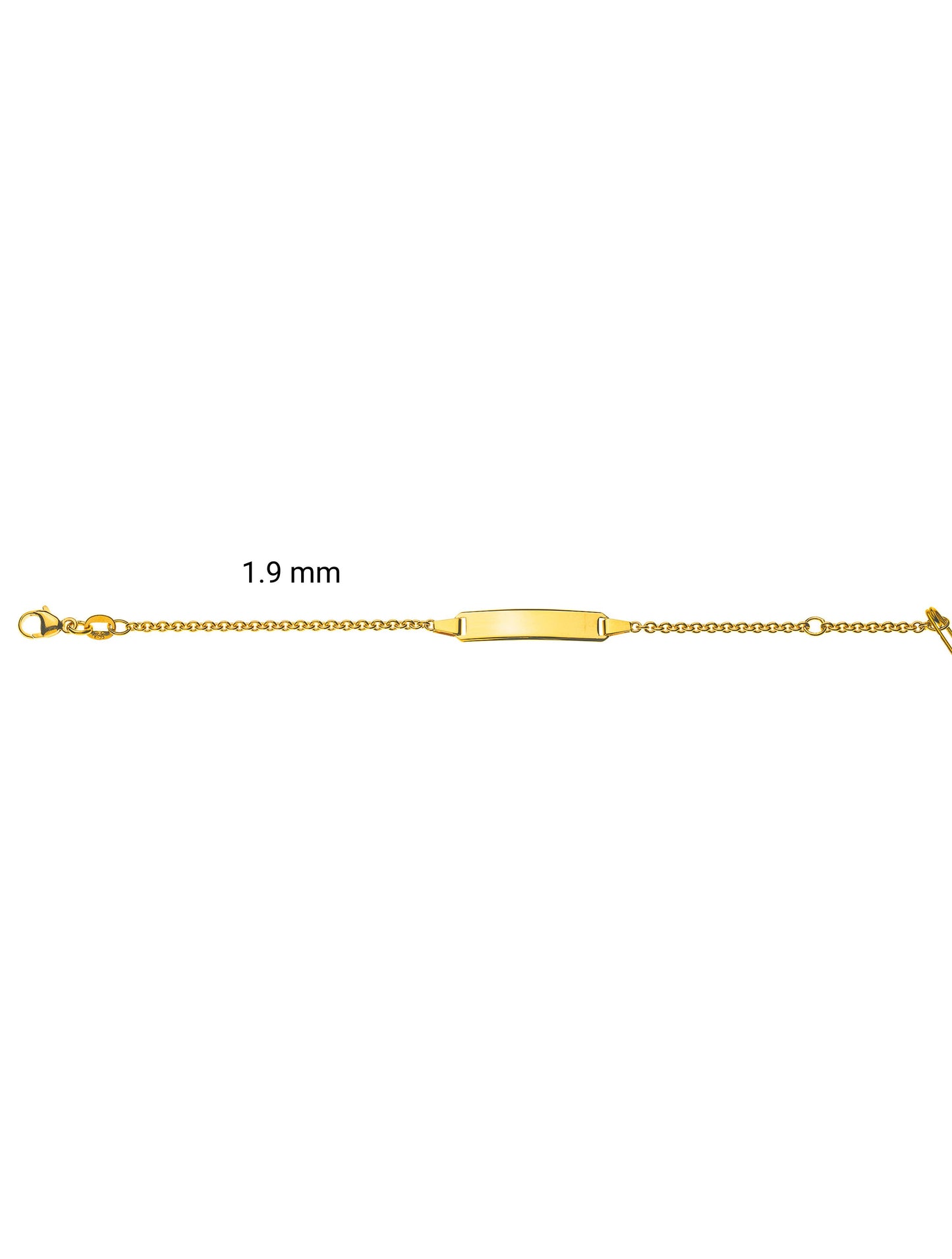 Bébé Bracelet Rundanker mit Gravurplatte rechteckig lang (Gelbgold 750)