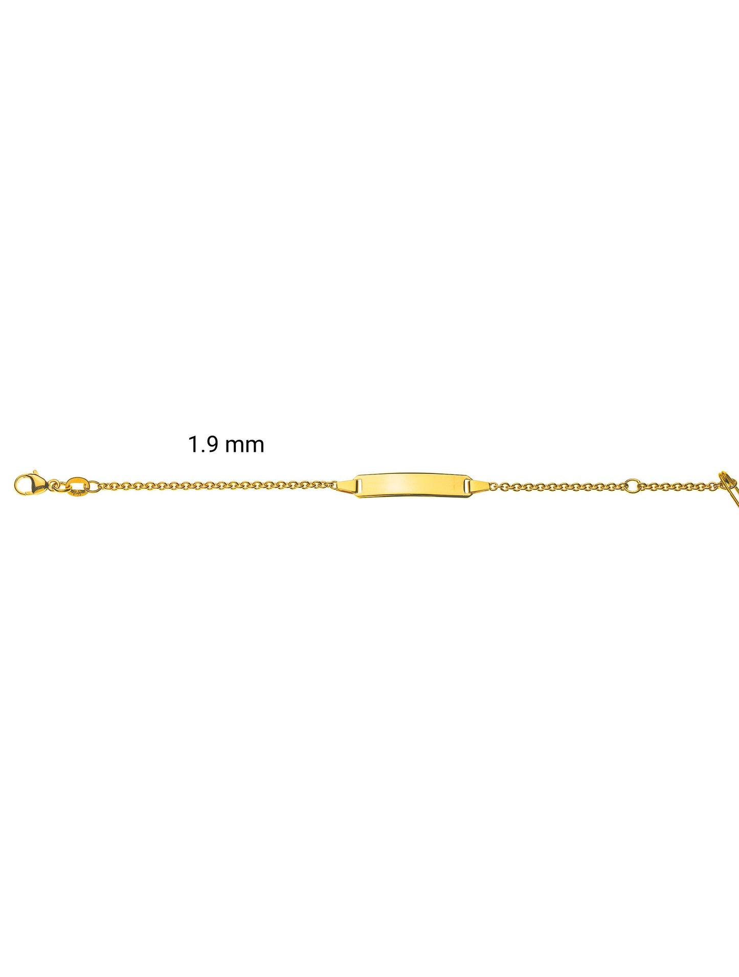 Bébé Bracelet Rundanker mit Gravurplatte rechteckig lang (Gelbgold 375)