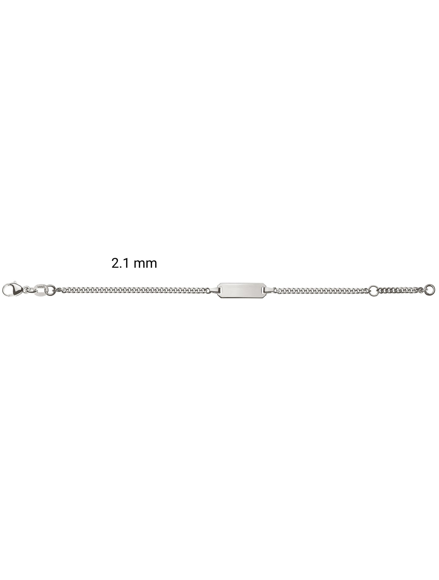 Bébé Bracelet Panzer geschliffen Gravurplatte rechteckig kurz (Weissgold 750)