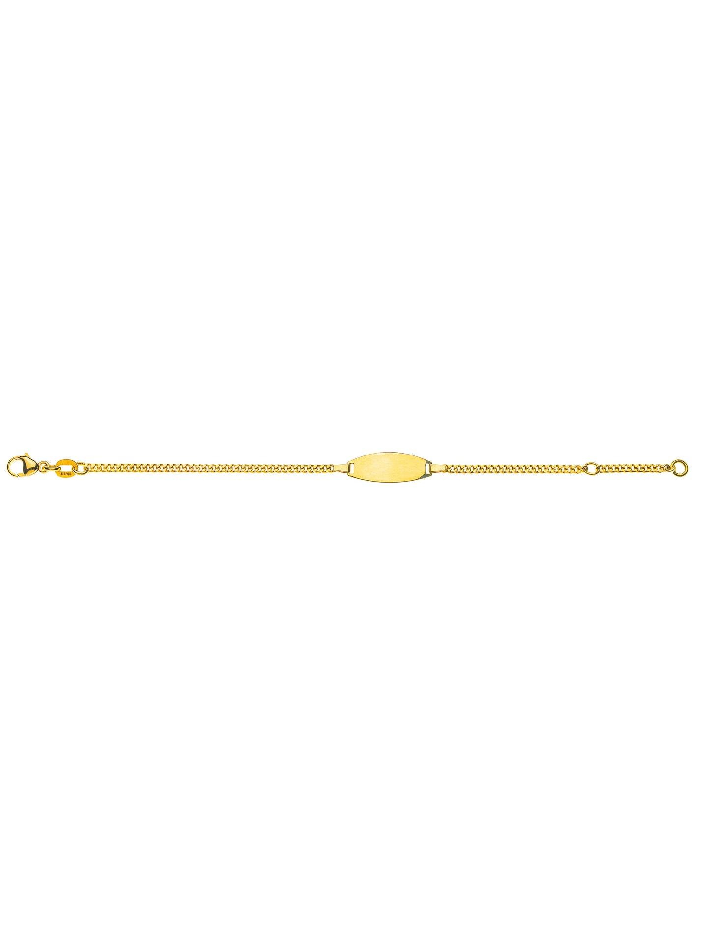 Bébé Bracelet Panzer geschliffen Gravurplatte oval (Gelbgold 375)
