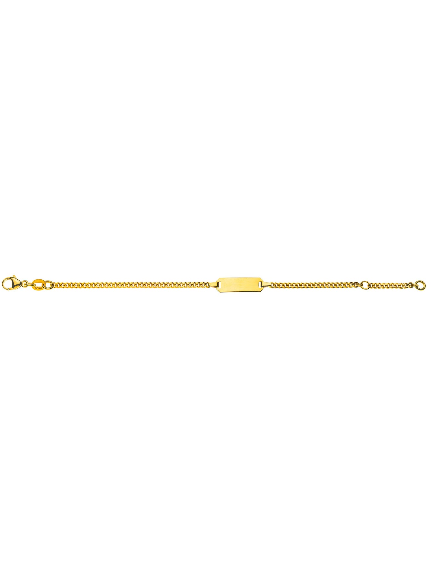 Bébé Bracelet Panzer geschliffen Gravurplatte rechteckig kurz (Gelbgold 375)