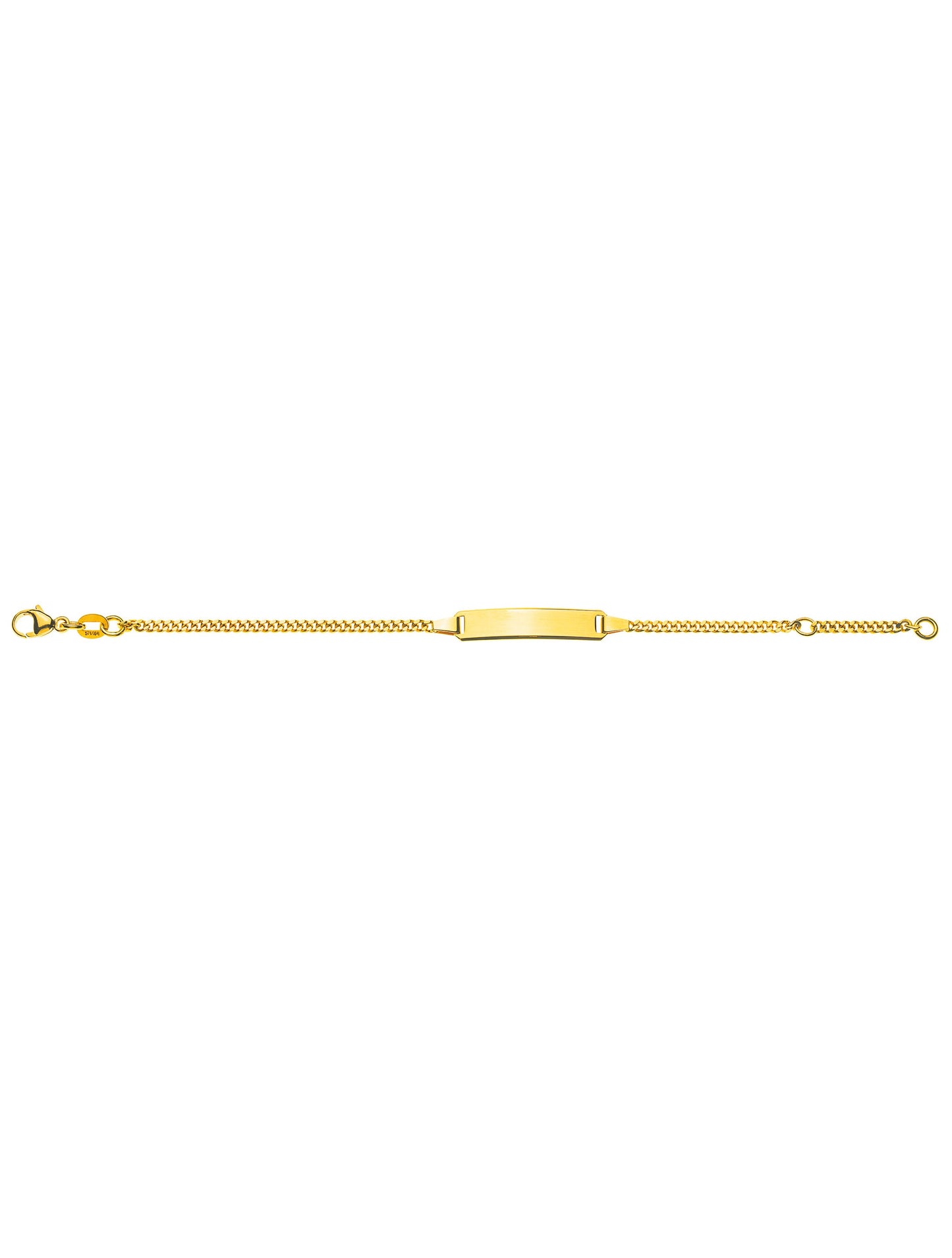 Bébé Bracelet Panzer geschliffen Gravurplatte rechteckig lang (Gelbgold 375)