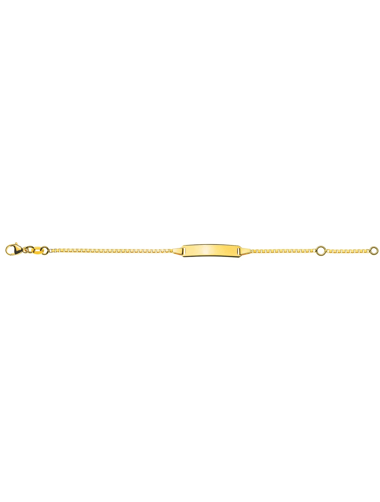 Bébé Bracelet Venezianer diamantiert mit Gravurplatte rechteckig lang (Gelbgold 375)