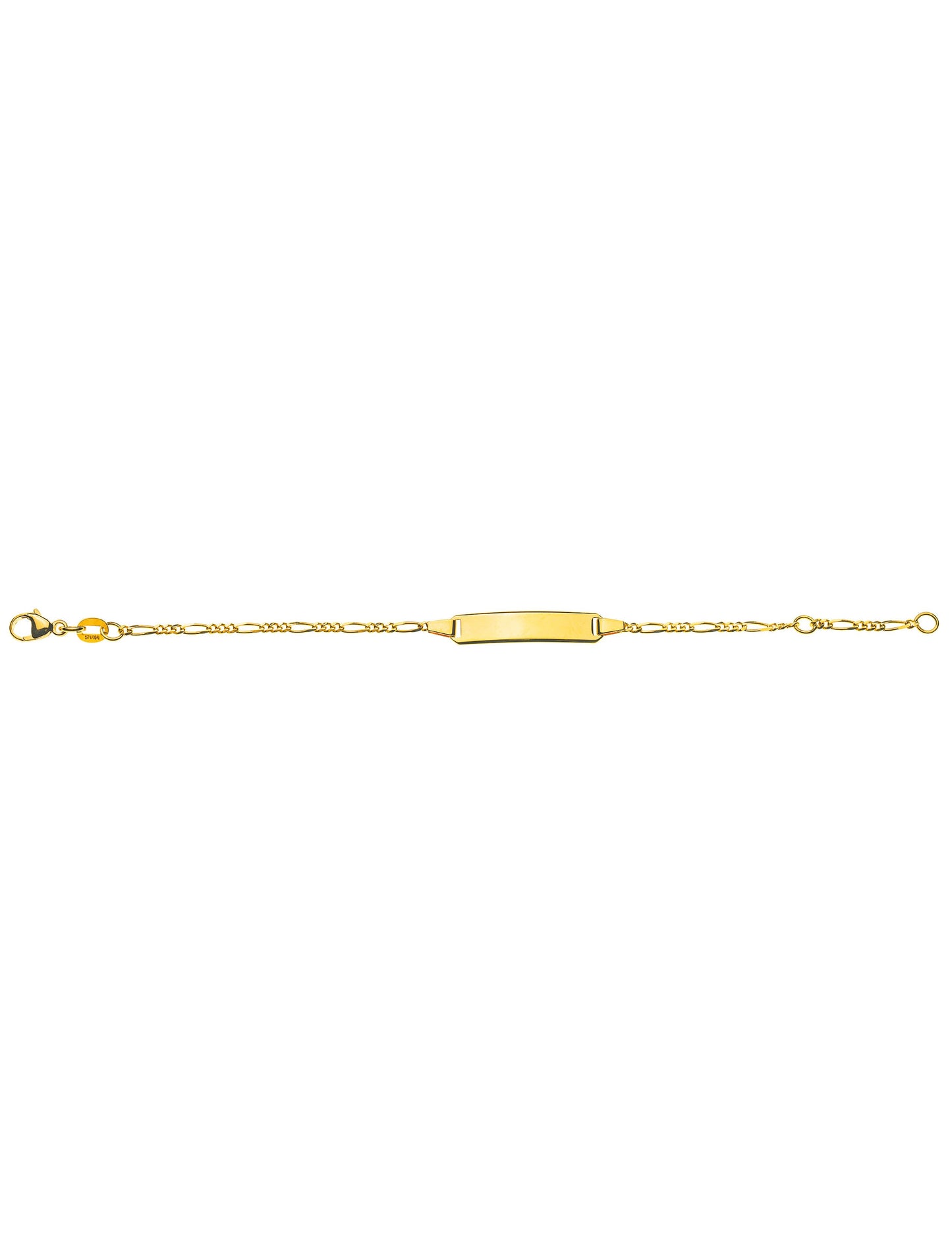 Bébé Bracelet Figaro 3+1 mit Gravurplatte rechteckig lang (Gelbgold 375)