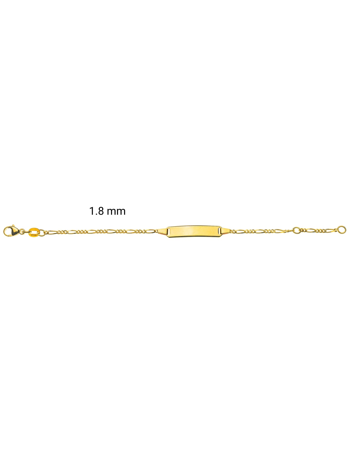Bébé Bracelet Figaro 3+1 mit Gravurplatte rechteckig lang (Gelbgold 375)