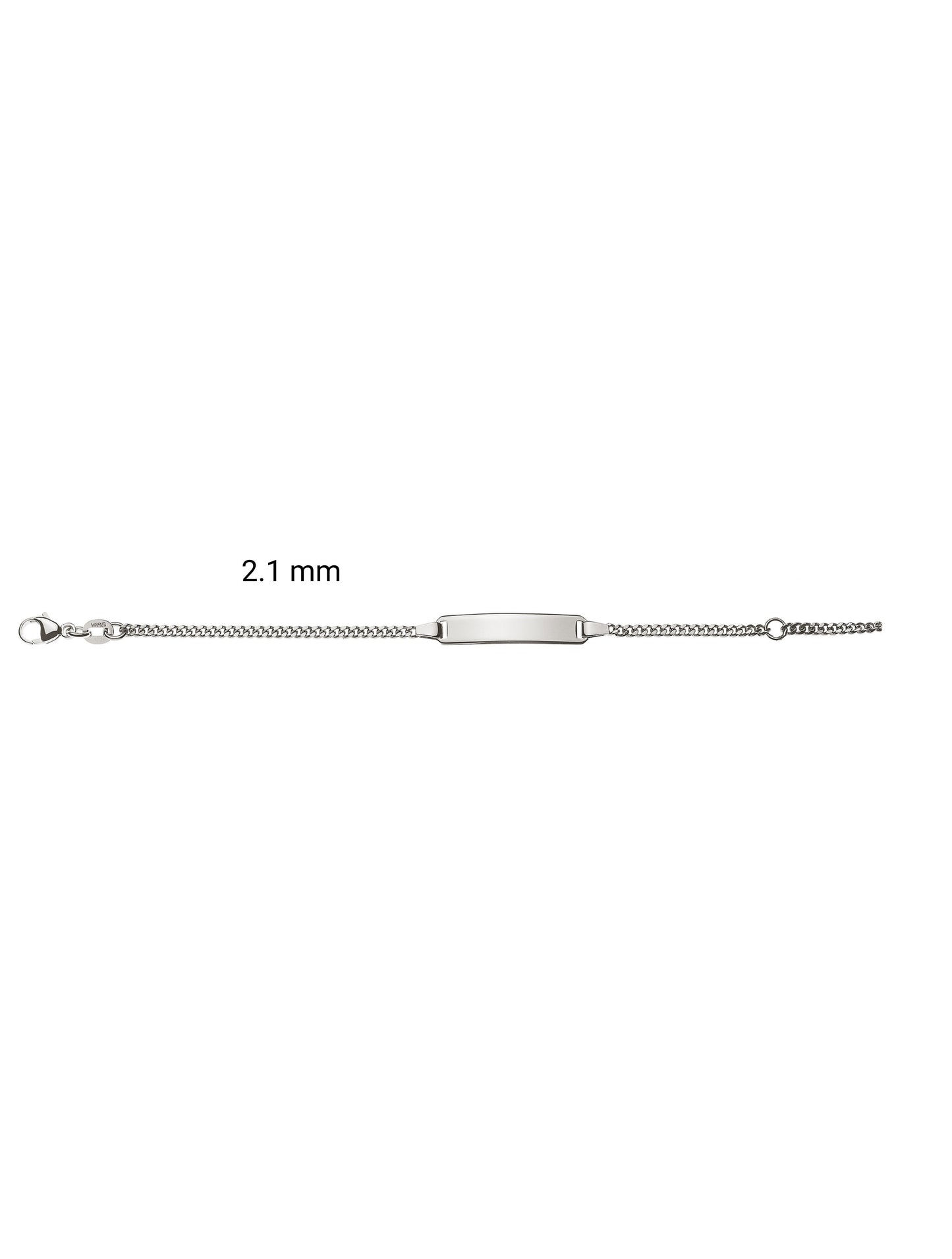 Bébé Bracelet Panzer geschliffen Gravurplatte rechteckig lang (Weissgold 375)