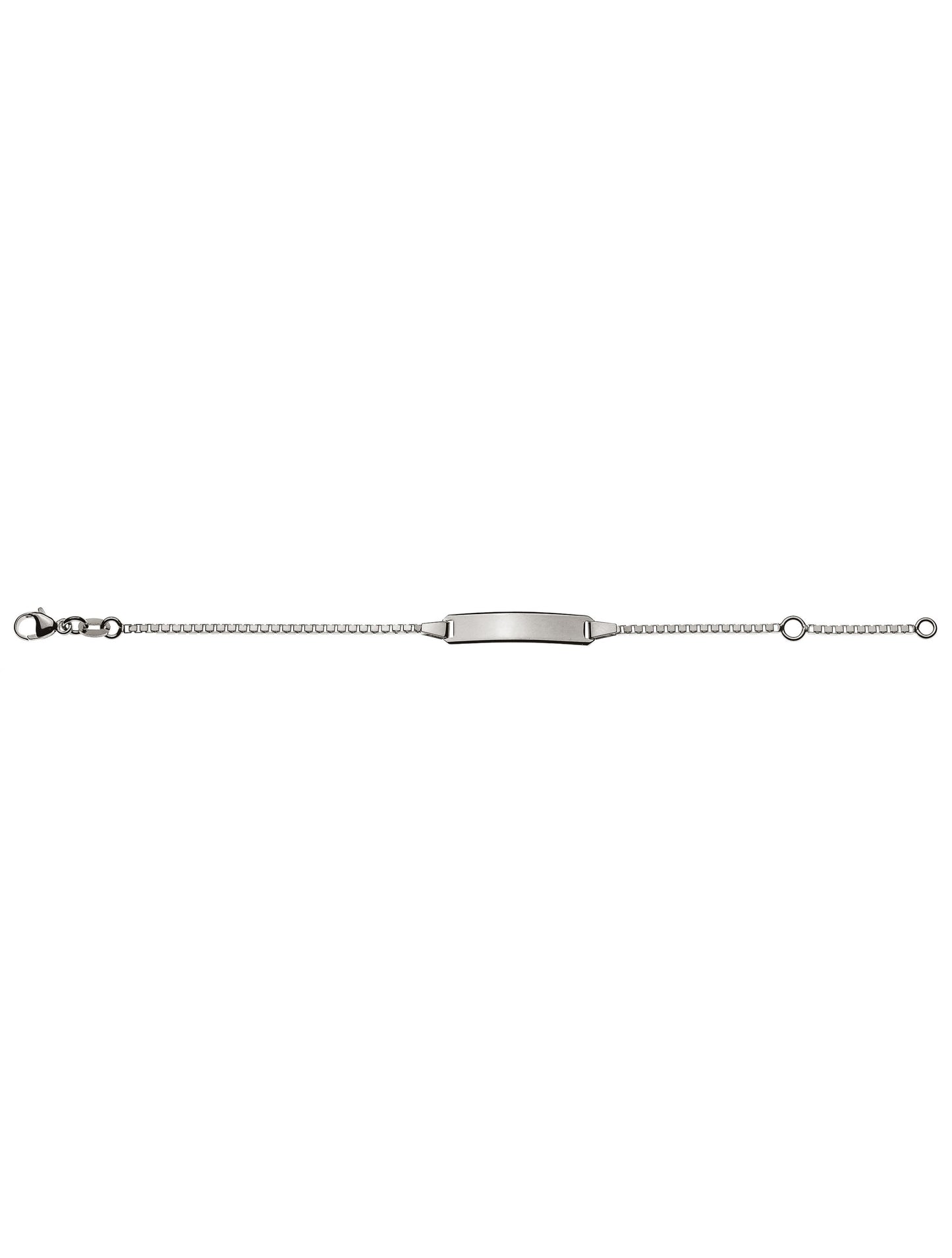 Bébé Bracelet Venezianer diamantiert mit Gravurplatte rechteckig lang (Weissgold 750)