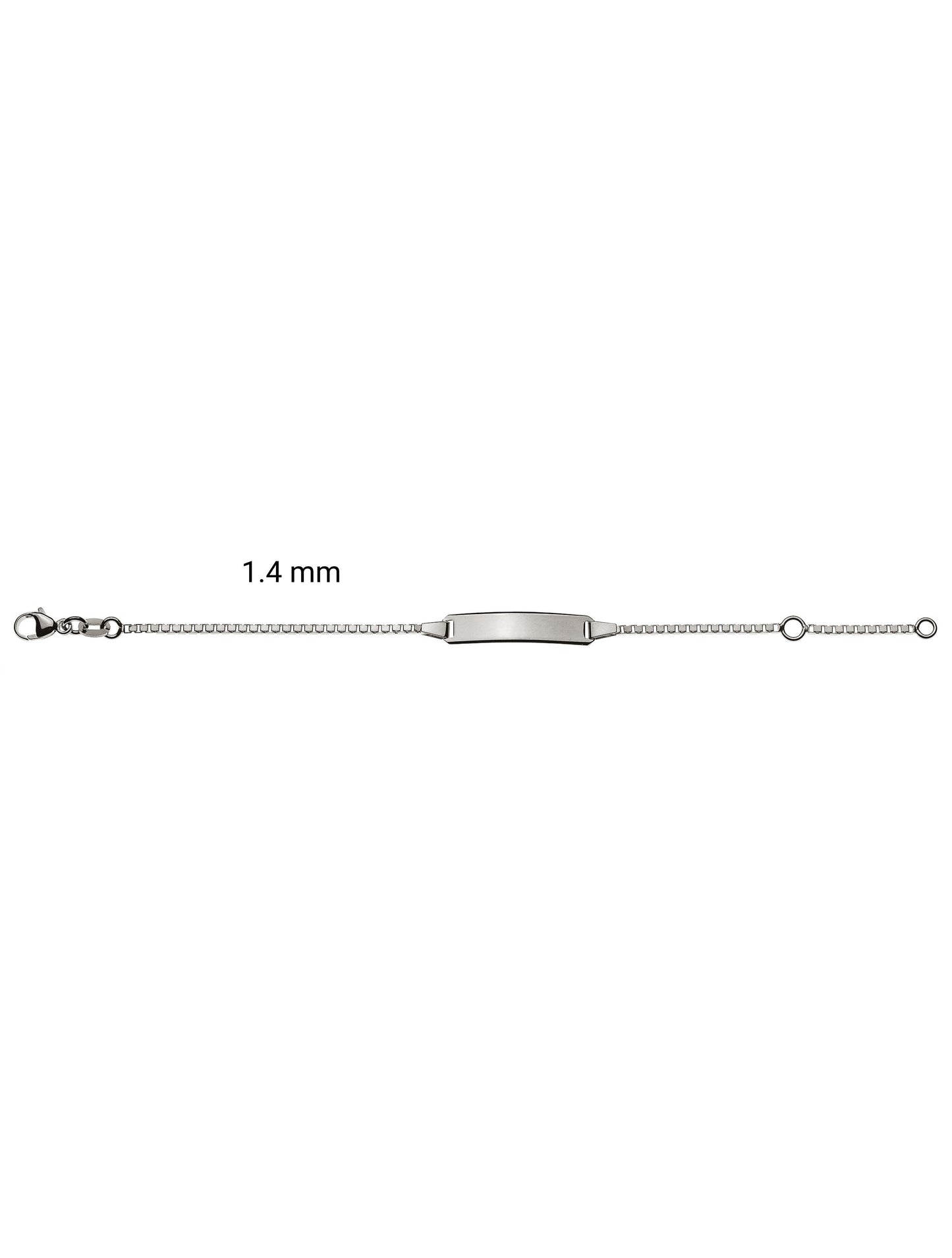 Bébé Bracelet Venezianer diamantiert mit Gravurplatte rechteckig lang (Weissgold 750)