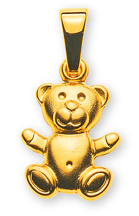 Ohrhänger Teddybär gesandelt (Gelbgold 750)