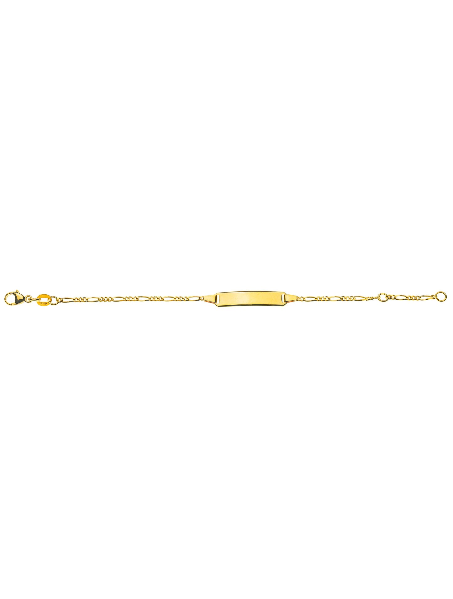 Bébé Bracelet Figaro 3+1 mit Gravurplatte rechteckig lang (Gelbgold 750)