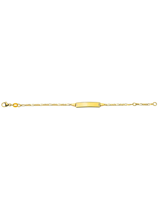 Bébé Bracelet Figaro 3+1 mit Gravurplatte rechteckig lang (Gelbgold 750)