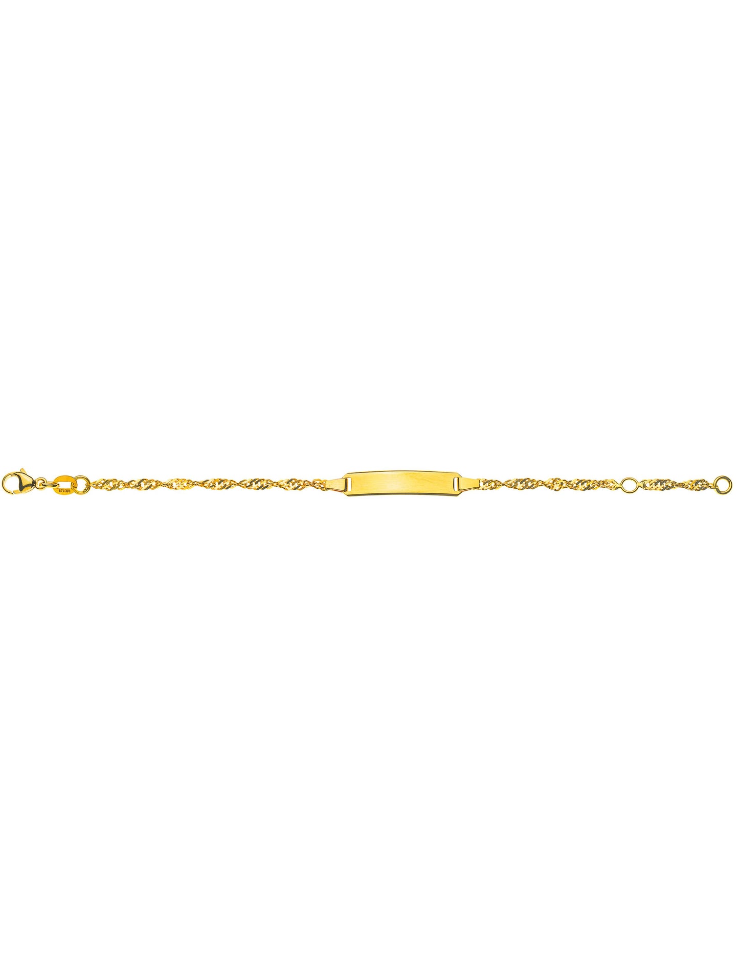 Bébé Bracelet Singapur mit Gravurplatte rechteckig lang (Gelbgold 750)