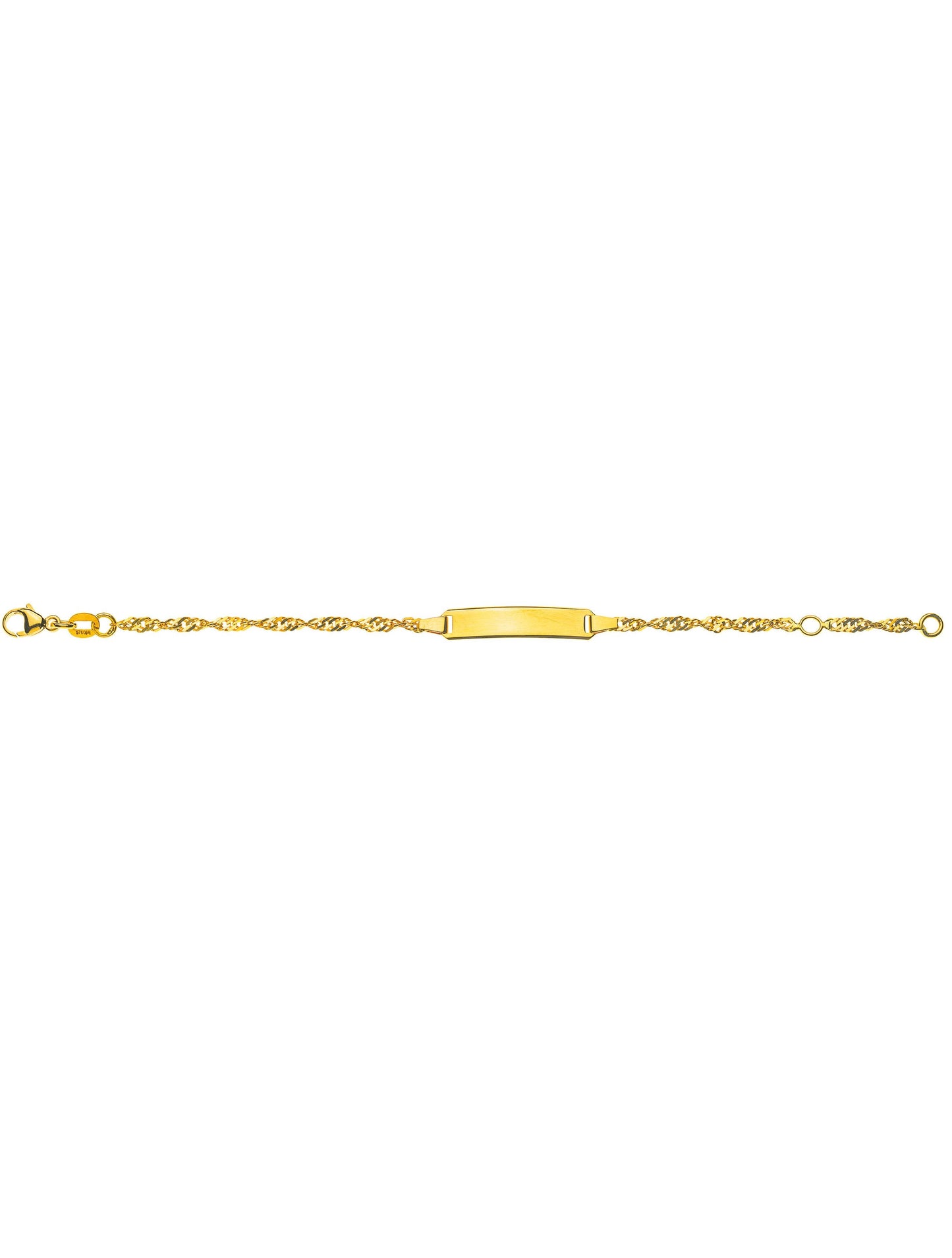 Bébé Bracelet Singapur mit Gravurplatte rechteckig lang (Gelbgold 375)
