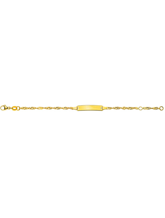 Bébé Bracelet Singapur mit Gravurplatte rechteckig lang (Gelbgold 375)