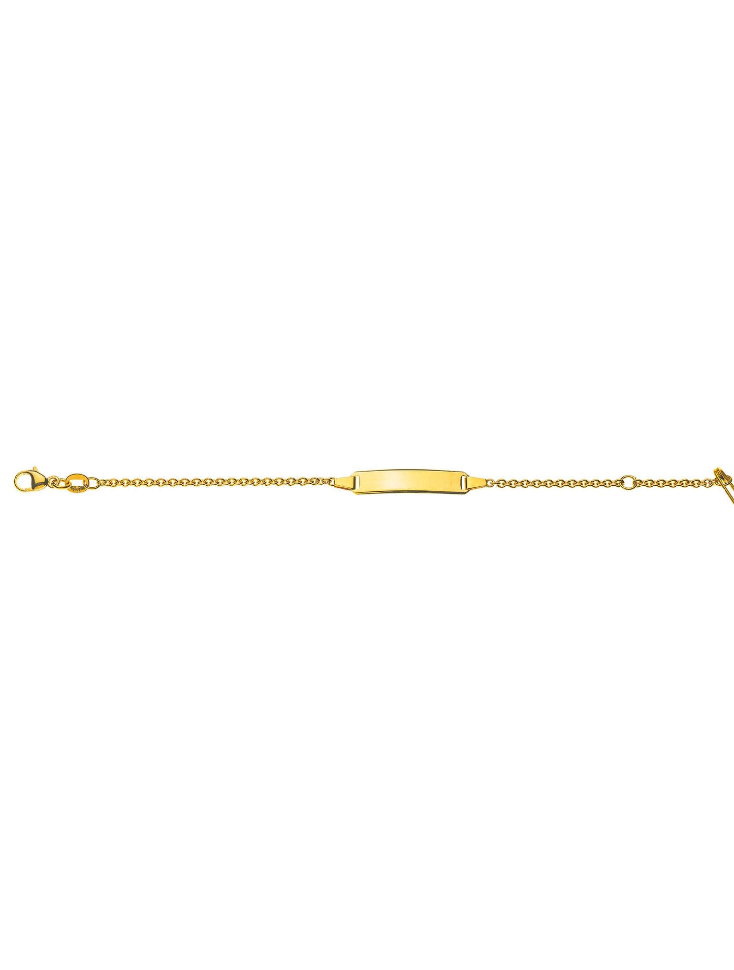 Bébé Bracelet Rundanker mit Gravurplatte rechteckig lang (Gelbgold 750)