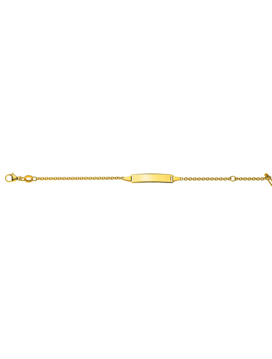Bébé Bracelet Rundanker mit Gravurplatte rechteckig lang (Gelbgold 375)