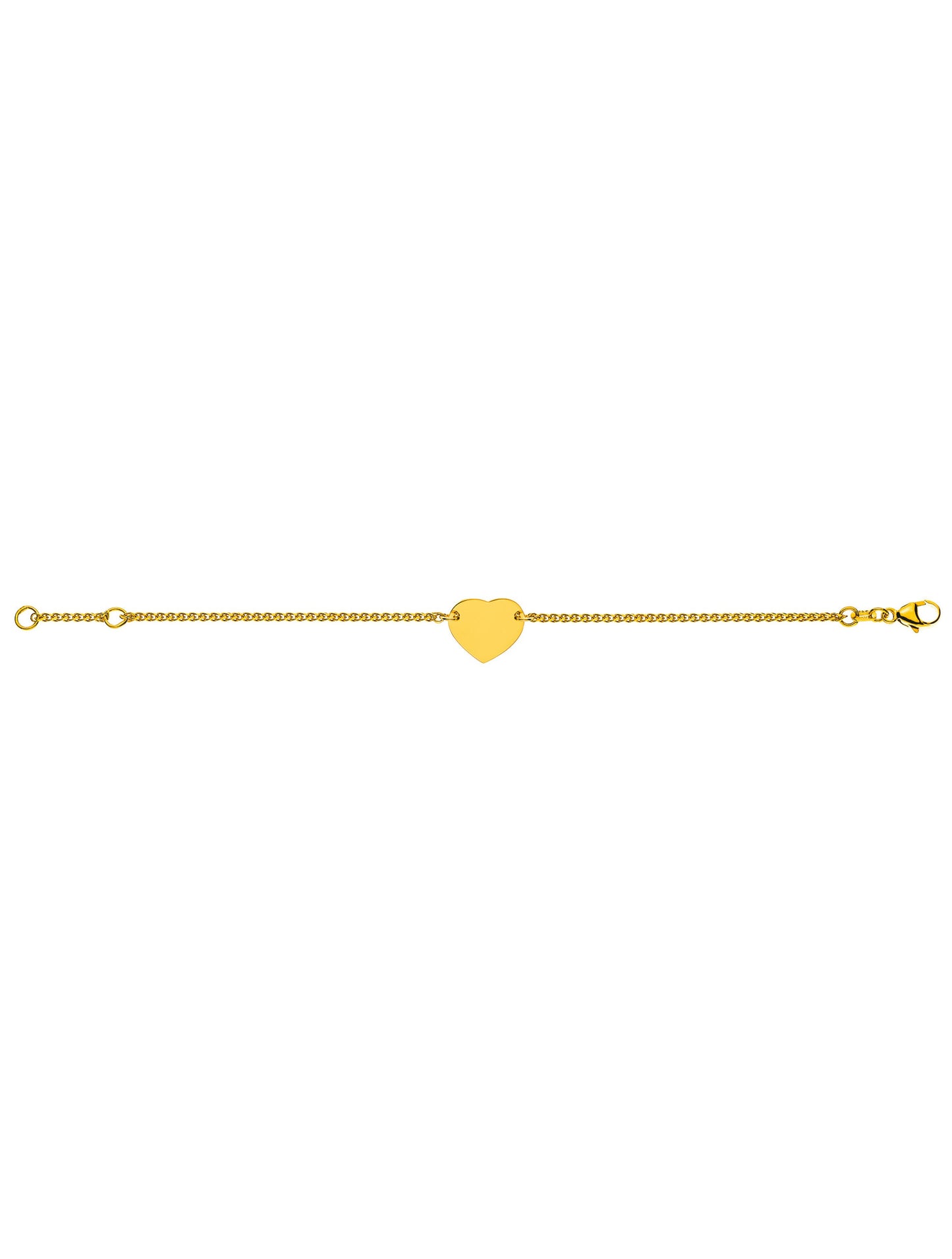 Bébé Bracelet Zopf diamantiert mit Gravurplatte Herzförmig, poliert/gesandelt (Gelbgold 750)
