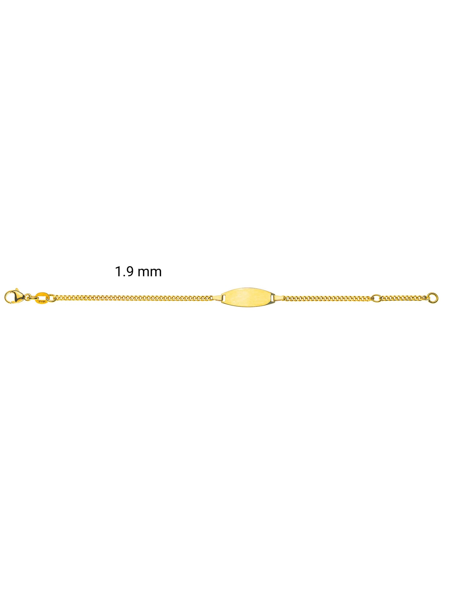 Bébé Bracelet Panzer geschliffen Gravurplatte oval (Gelbgold 375)