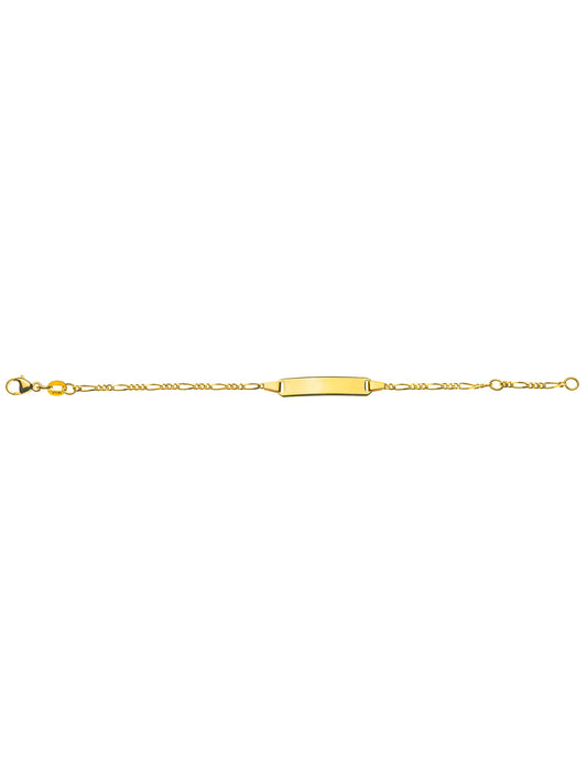 Bébé Bracelet Figaro 3+1 mit Gravurplatte rechteckig lang (Gelbgold 375)